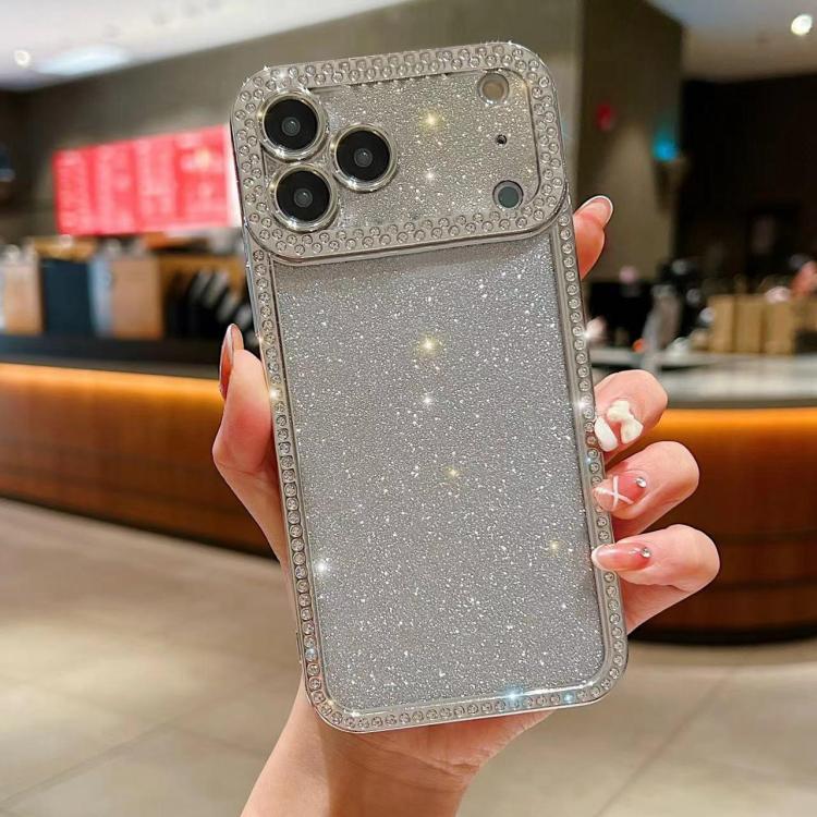 For iPhone 17 Pro Diamond Gradient Glitter Plated TPU Phone Case(Silver)