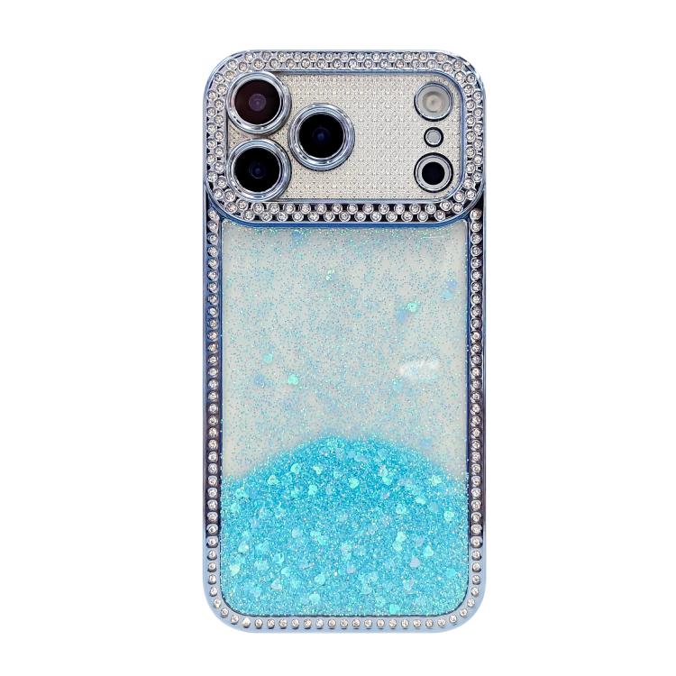 For iPhone 17 Pro Diamond Gradient Glitter Sequins Plated Phone Case(Blue)