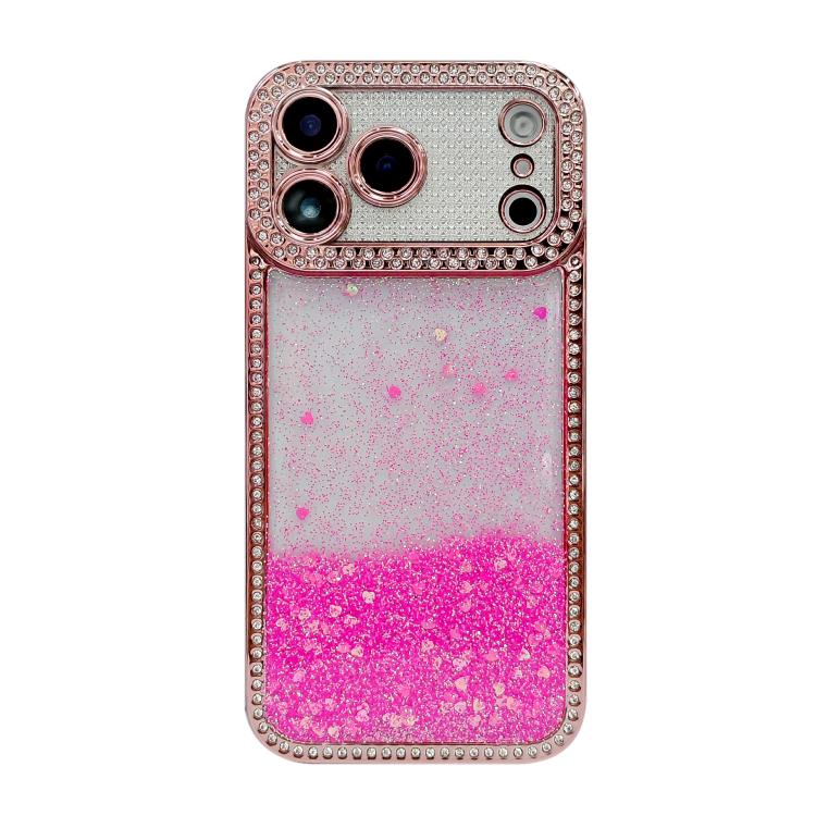 For iPhone 17 Pro Diamond Gradient Glitter Sequins Plated Phone Case(Burgundy)