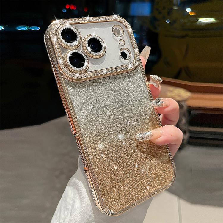 For iPhone 17 Pro Diamond Gradient Glitter TPU Phone Case(Gradient Gold)