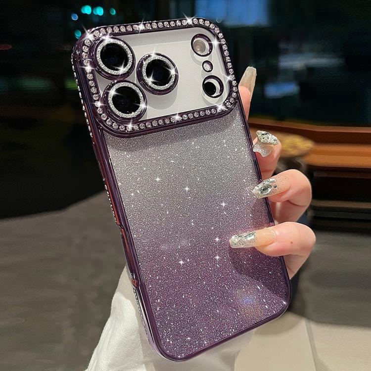 For iPhone 17 Pro Diamond Gradient Glitter TPU Phone Case(Gradient Purple)