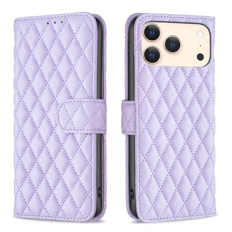 For iPhone 17 Pro Diamond Lattice Wallet Flip Leather Phone Case(Purple)