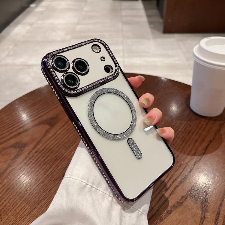 For iPhone 17 Pro Diamond Plated MagSafe TPU Phone Case(Purple)