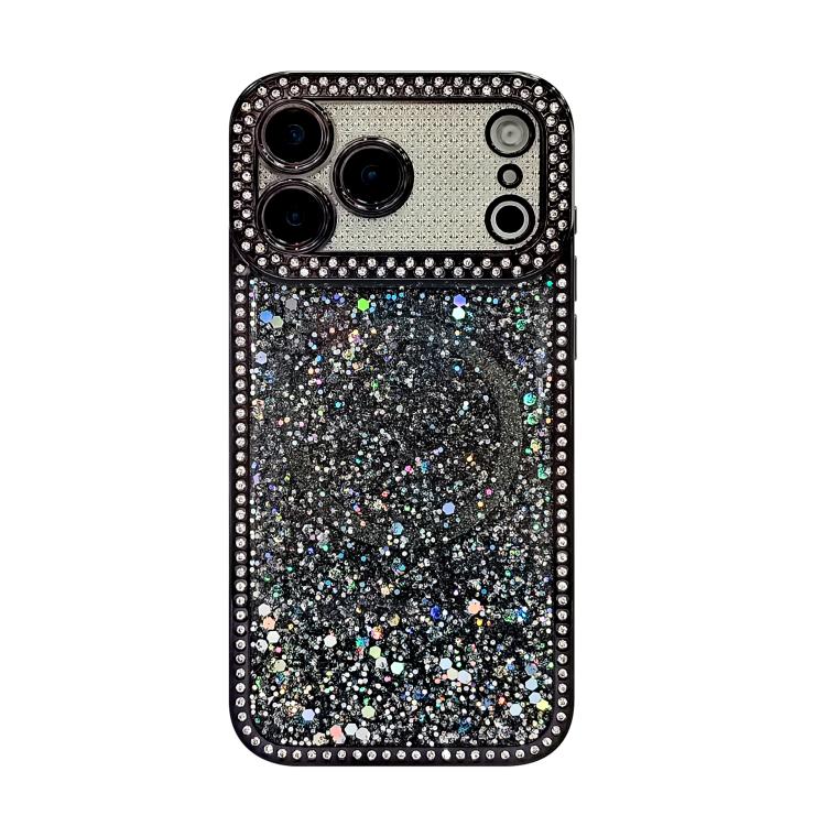 For iPhone 17 Pro Diamond Sequins Glitter MagSafe Electroplating Phone Case(Black)