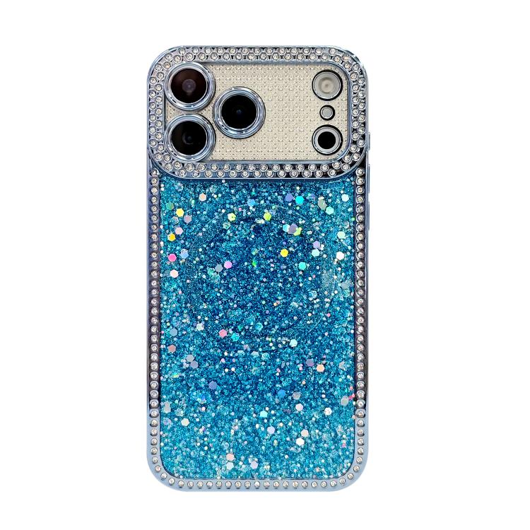 For iPhone 17 Pro Diamond Sequins Glitter MagSafe Electroplating Phone Case(Blue)