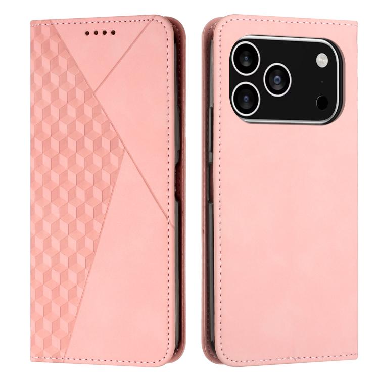 For iPhone 17 Pro Diamond Splicing Skin Feel Magnetic Leather Phone Case(Rose Gold)