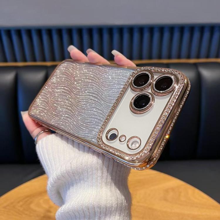 For iPhone 17 Pro Diamond Water Ripple Gradient Glitter TPU Phone Case(Gold)