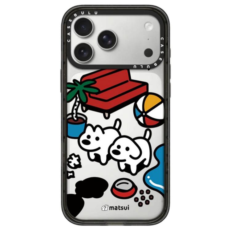 For iPhone 17 Pro Dogs Series Pattern Camera Control Button Transparent Acrylic Phone Case(Feeding Puppys)