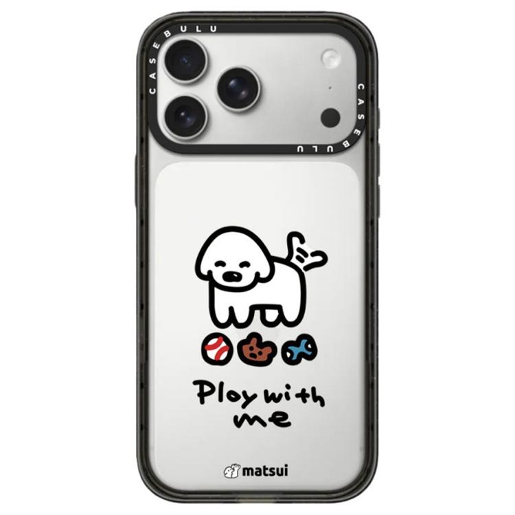 For iPhone 17 Pro Dogs Series Pattern Camera Control Button Transparent Acrylic Phone Case(Puppy Play)