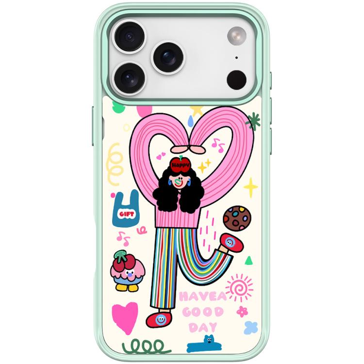 For iPhone 17 Pro Dopamine Girl Pattern Magnetic Phone Case(Light Green)