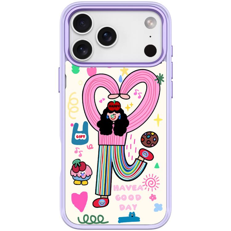 For iPhone 17 Pro Dopamine Girl Pattern Magnetic Phone Case(Light Purple)
