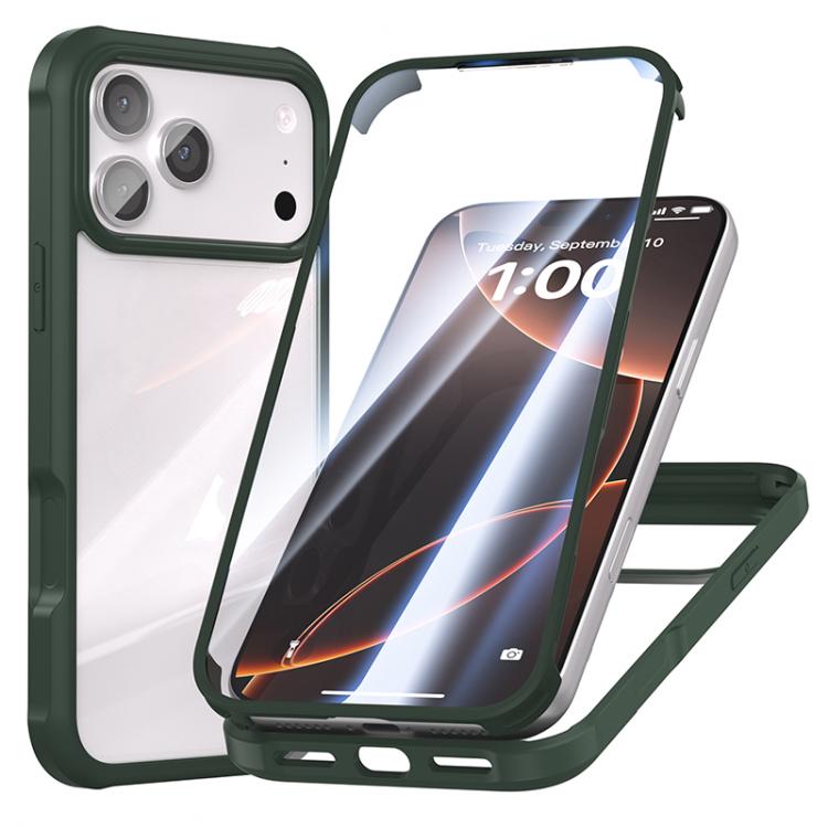 For iPhone 17 Pro Double-sided Plastic Glass Phone Protective Case(Dark Green)