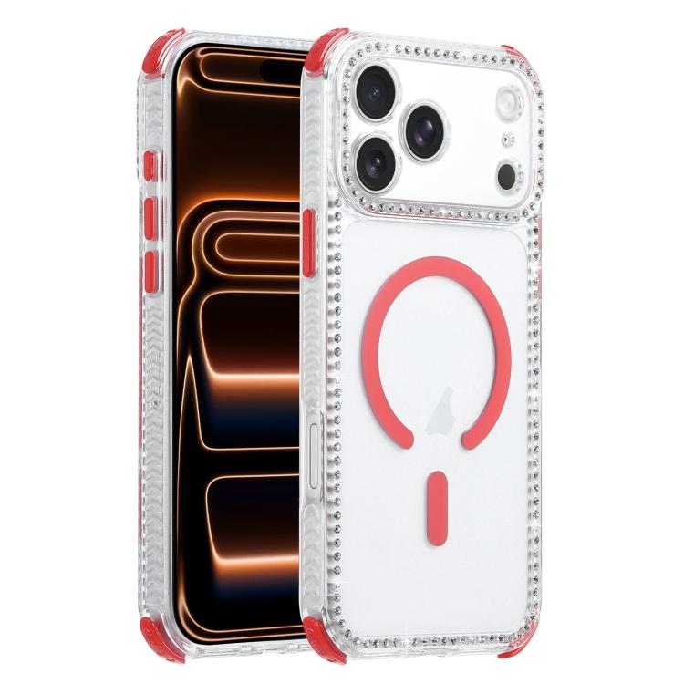 For iPhone 17 Pro Dream Diamond 2 in 1 Shockproof Magnetic Phone Case(Red)