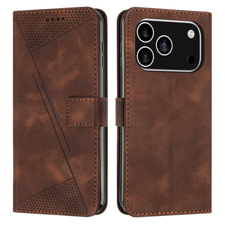 For iPhone 17 Pro Dream Triangle Leather Phone Case with Lanyard(Brown)
