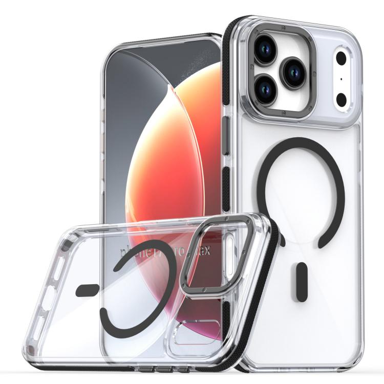 For iPhone 17 Pro Dual-Color Clear Acrylic Hybrid TPU MagSafe Phone Case(Black)