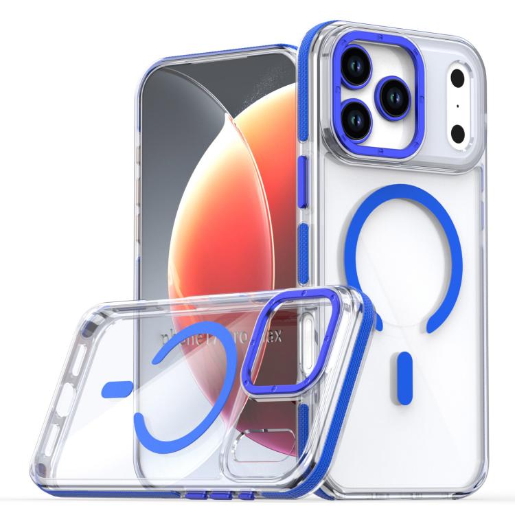 For iPhone 17 Pro Dual-Color Clear Acrylic Hybrid TPU MagSafe Phone Case(Blue)