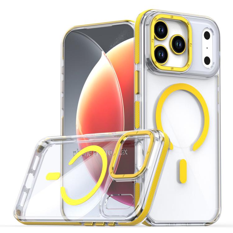For iPhone 17 Pro Dual-Color Clear Acrylic Hybrid TPU MagSafe Phone Case(Yellow)