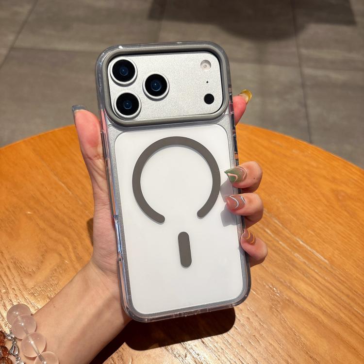 For iPhone 17 Pro Dual-Color MagSafe Magnetic PC Hybrid TPU Phone Case(Grey)