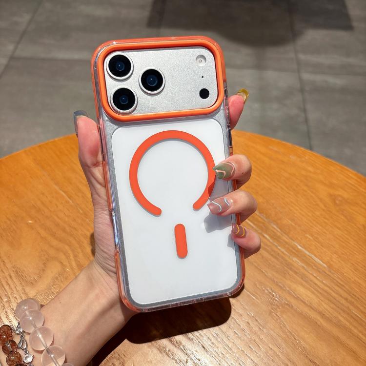For iPhone 17 Pro Dual-Color MagSafe Magnetic PC Hybrid TPU Phone Case(Orange)