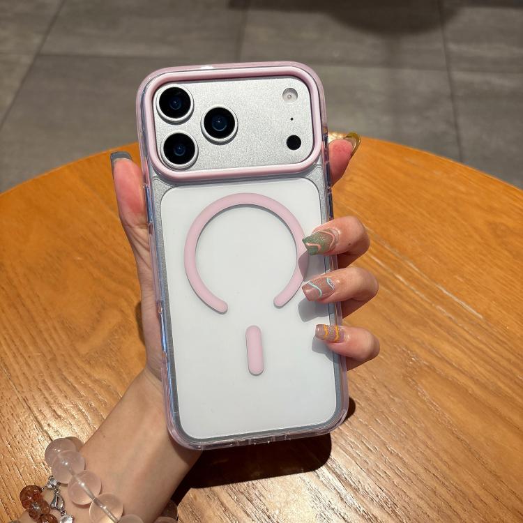 For iPhone 17 Pro Dual-Color MagSafe Magnetic PC Hybrid TPU Phone Case(Pink)