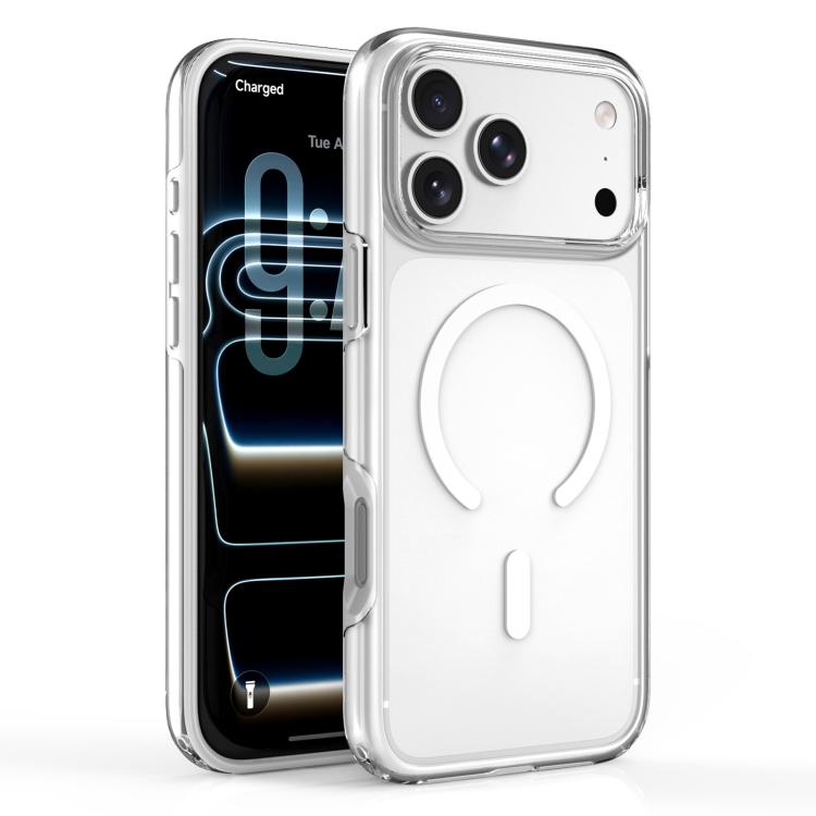 For iPhone 17 Pro Dual Layer Anti Compression Magnetic Phone Case(White Through Hole)