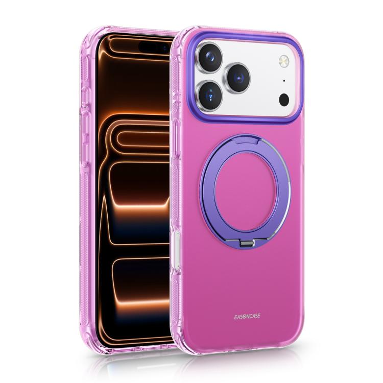 For iPhone 17 Pro EASONCASE IMD Dual-Sided Coating Airbag Shockproof Magnetic Holder Phone Case(Pink)