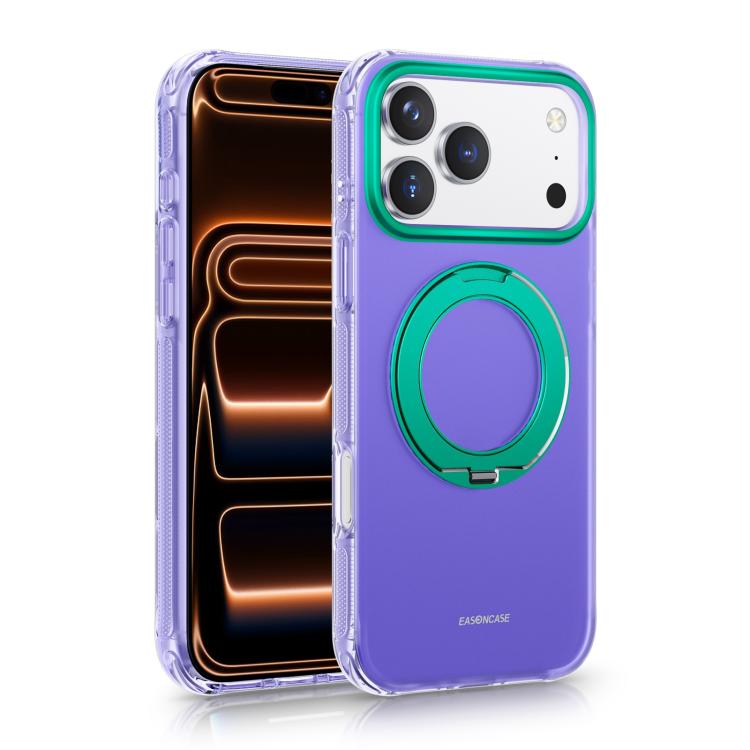 For iPhone 17 Pro EASONCASE IMD Dual-Sided Coating Airbag Shockproof Magnetic Holder Phone Case(Purple)