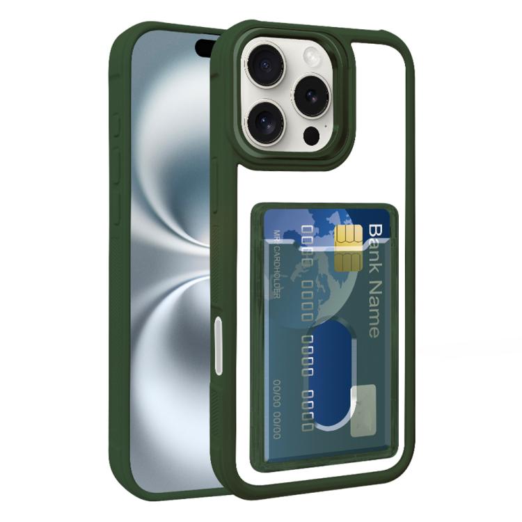 For iPhone 17 Pro Electroplated Card Bag Acrylic Hybrid TPU Phone Case(Green)
