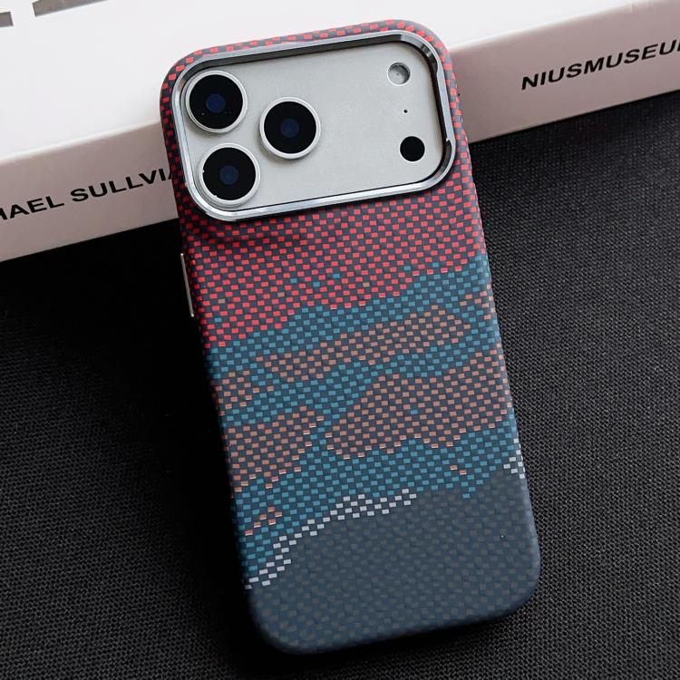 For iPhone 17 Pro Electroplated PC Shockproof Full Coverage Magnetic Phone Case(Red + Blue)