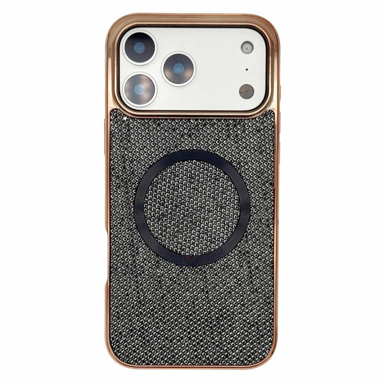 For iPhone 17 Pro Electroplating PC Glitter Grain MagSafe Phone Case(Black)