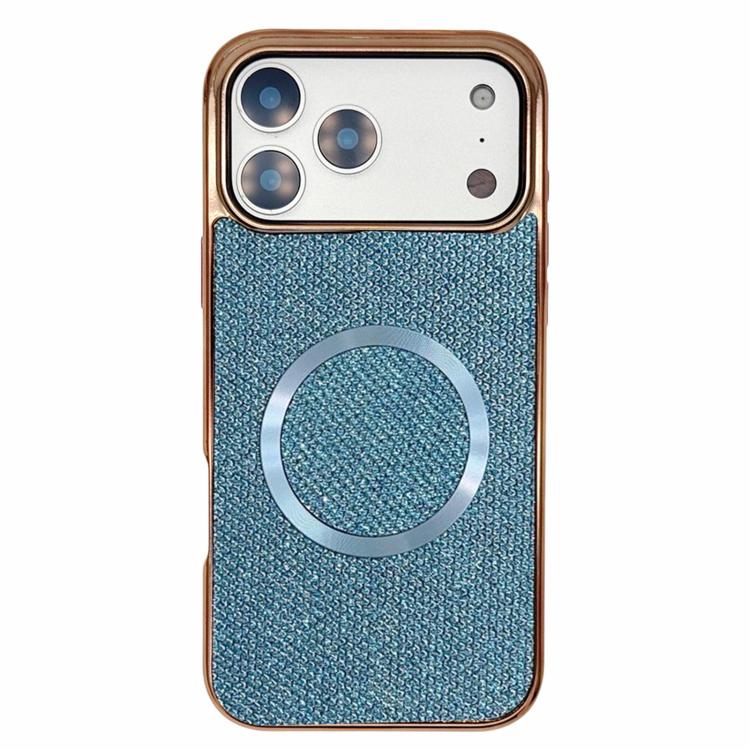 For iPhone 17 Pro Electroplating PC Glitter Grain MagSafe Phone Case(Blue)