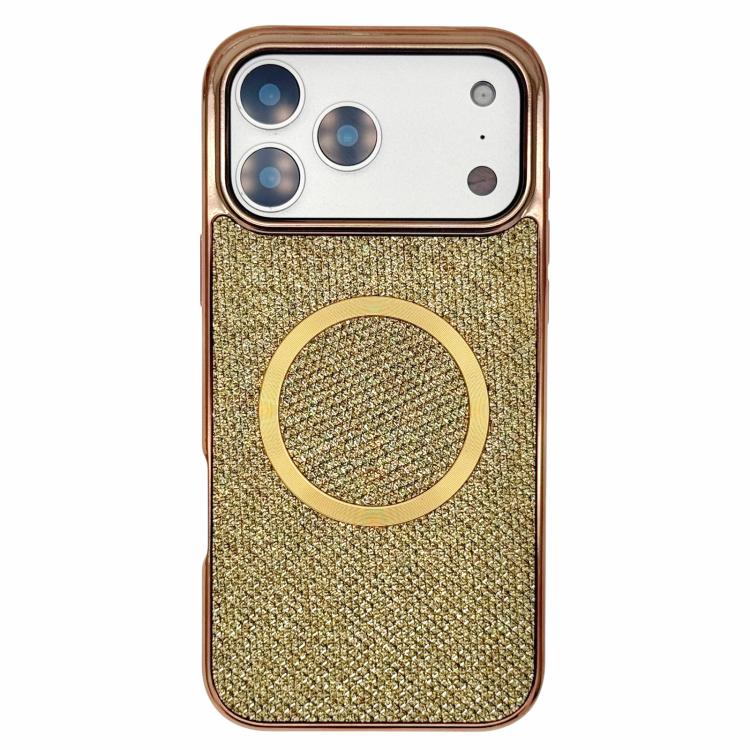 For iPhone 17 Pro Electroplating PC Glitter Grain MagSafe Phone Case(Gold)