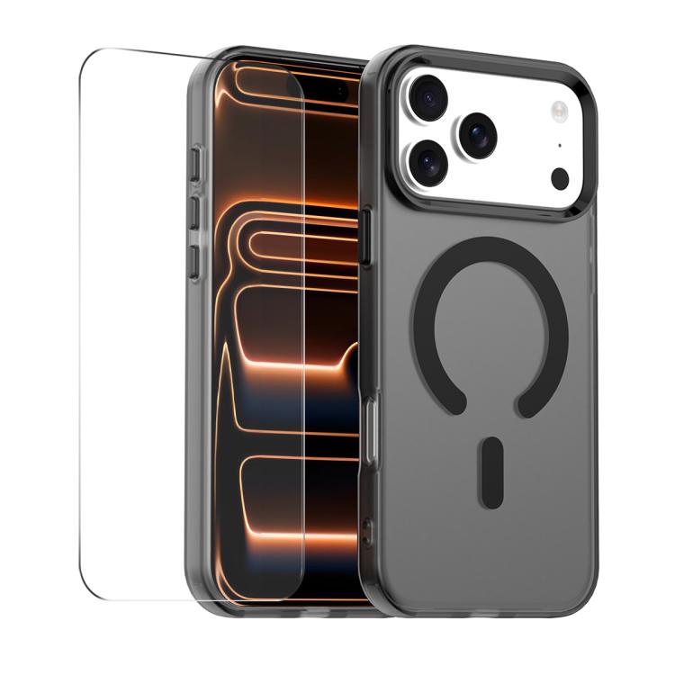For iPhone 17 Pro ENKAY Hat-Prince MagSafe Candy Color Phone Case with Thick Adhesive Glass Film(Black)