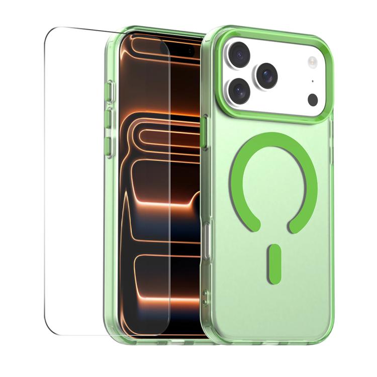 For iPhone 17 Pro ENKAY Hat-Prince MagSafe Candy Color Phone Case with Thick Adhesive Glass Film(Green)