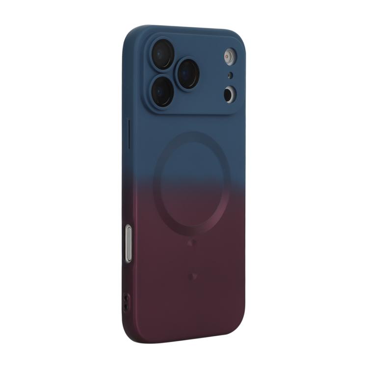 For iPhone 17 Pro ENKAY Hat-Prince MagSafe Rainbow Gradient Silicone Phone Case with Lens Film(Dark Blue)