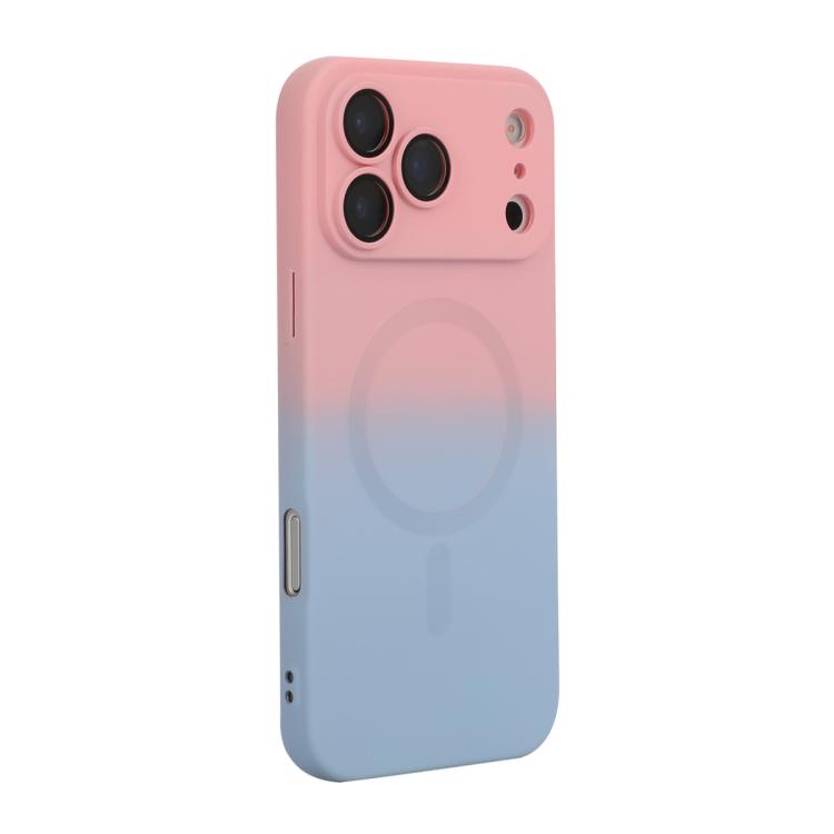 For iPhone 17 Pro ENKAY Hat-Prince MagSafe Rainbow Gradient Silicone Phone Case with Lens Film(Pink Blue)