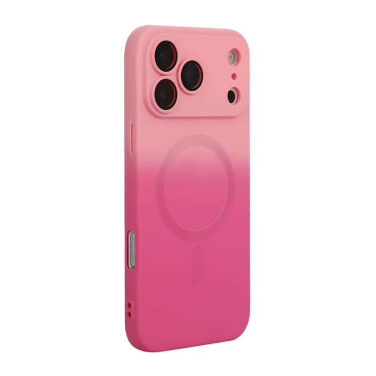 For iPhone 17 Pro ENKAY Hat-Prince MagSafe Rainbow Gradient Silicone Phone Case with Lens Film(Pink Rose)