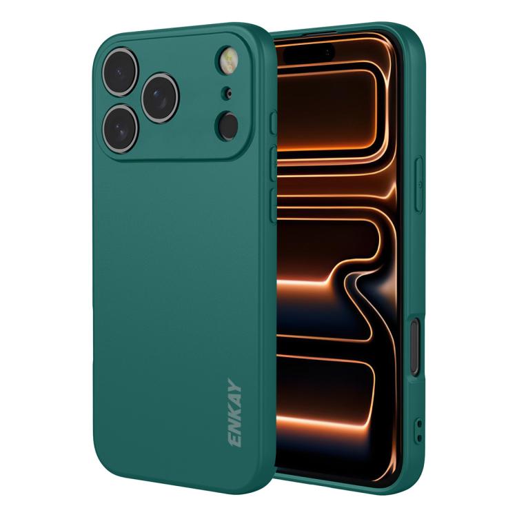 For iPhone 17 Pro ENKAY Liquid Silicone Soft Shockproof Phone Case(Dark Green)