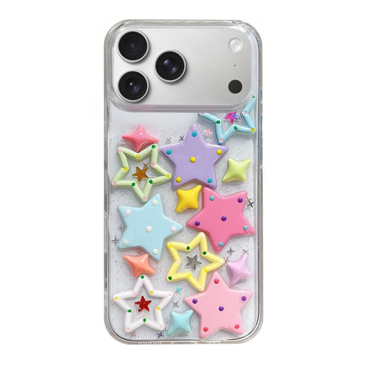 For iPhone 17 Pro Epoxy Acrylic Hybrid TPU Phone Case(Colorful Stars)