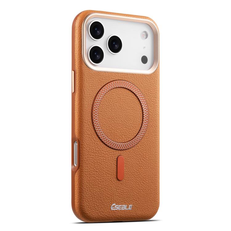 For iPhone 17 Pro ESEBLE L2 Litchi Texture Metal Lens Magnetic Phone Case(Brown)
