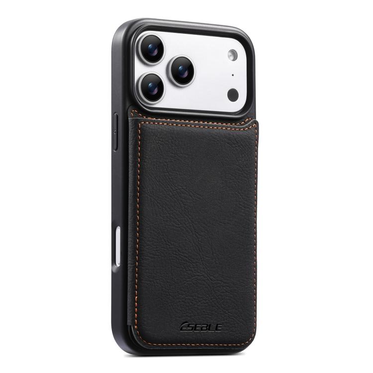 For iPhone 17 Pro ESEBLE Retro Texture Double Buckle Card Slot Phone Case(Black)