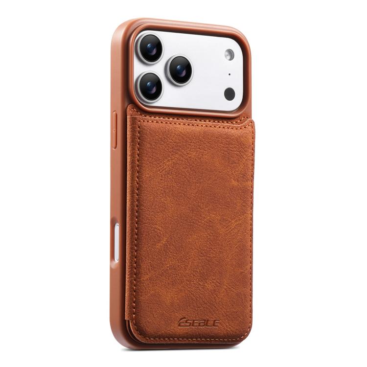 For iPhone 17 Pro ESEBLE Retro Texture Double Buckle Card Slot Phone Case(Brown)