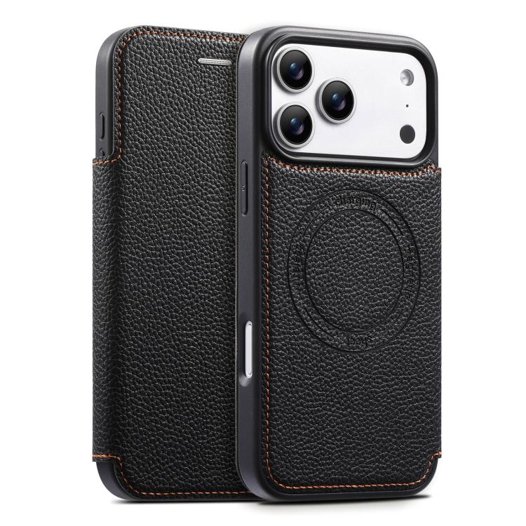 For iPhone 17 Pro ESEBLE Ultra-thin Card Slot Magnetic Vegan Leather Phone Case(Black)