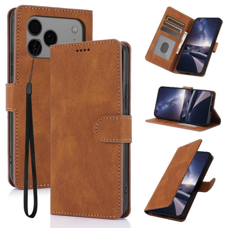 For iPhone 17 Pro Fantasy Skin-feel Calfskin Texture Leather Phone Case(Brown)