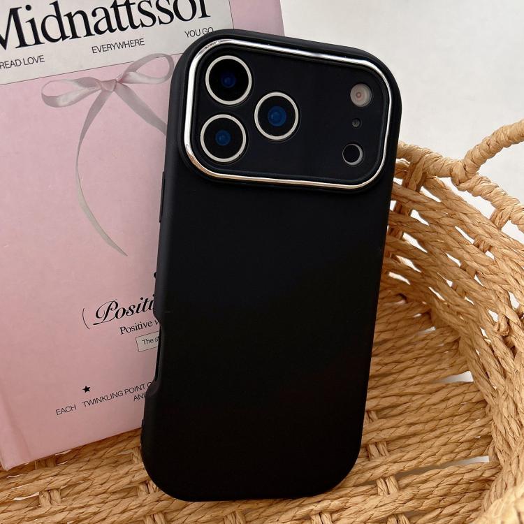 For iPhone 17 Pro Fat Dun Solid Color Metal Photo Frame TPU Phone Case(Black)