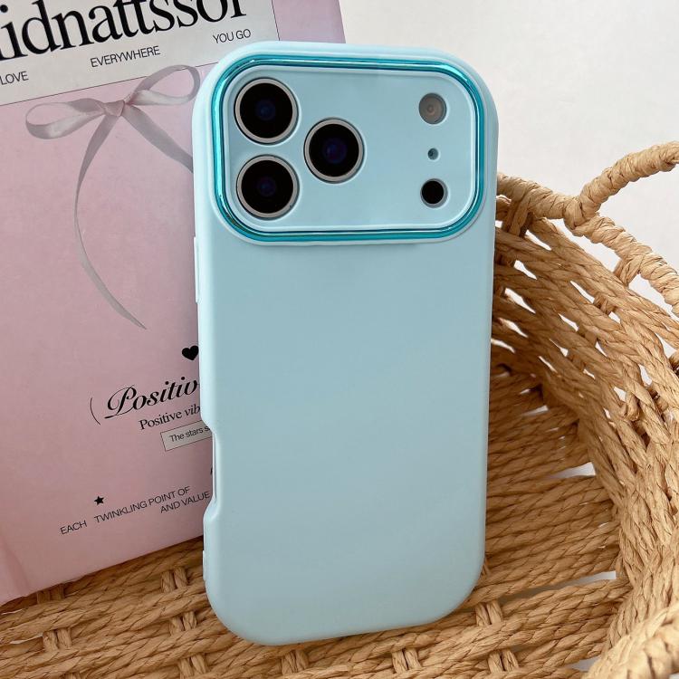 For iPhone 17 Pro Fat Dun Solid Color Metal Photo Frame TPU Phone Case(Blue)