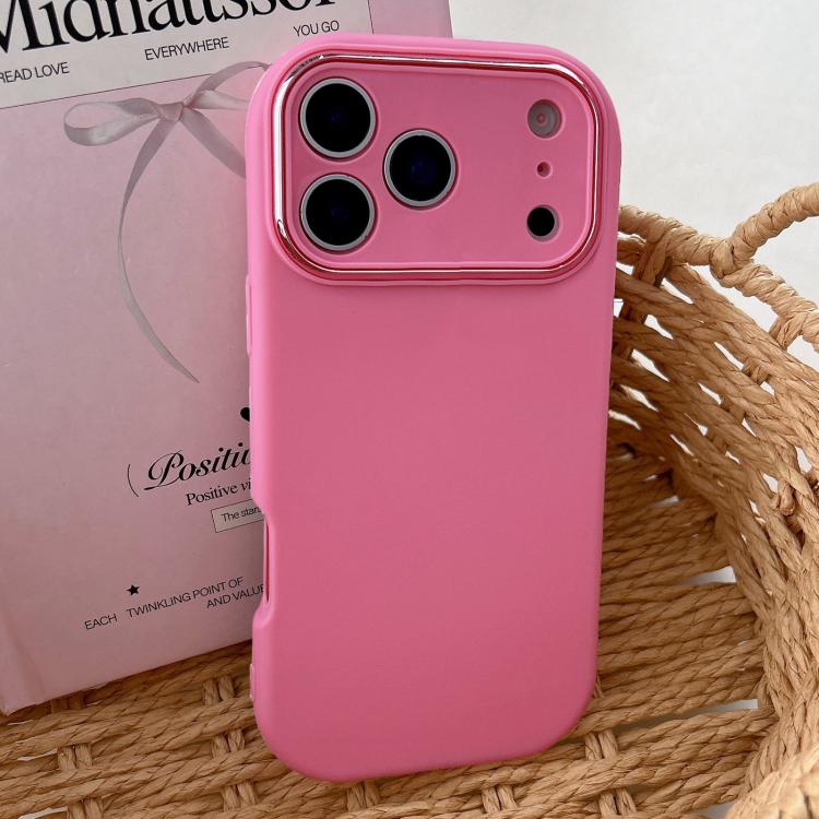 For iPhone 17 Pro Fat Dun Solid Color Metal Photo Frame TPU Phone Case(Rose Red)