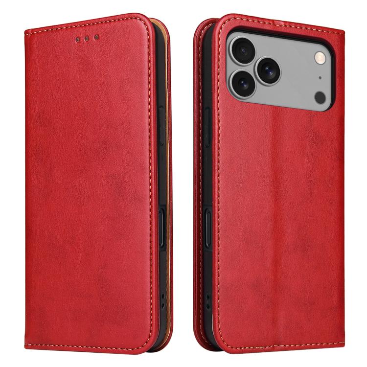 For iPhone 17 Pro Fierre Shann PU Genuine Leather Texture Phone Case(Red)
