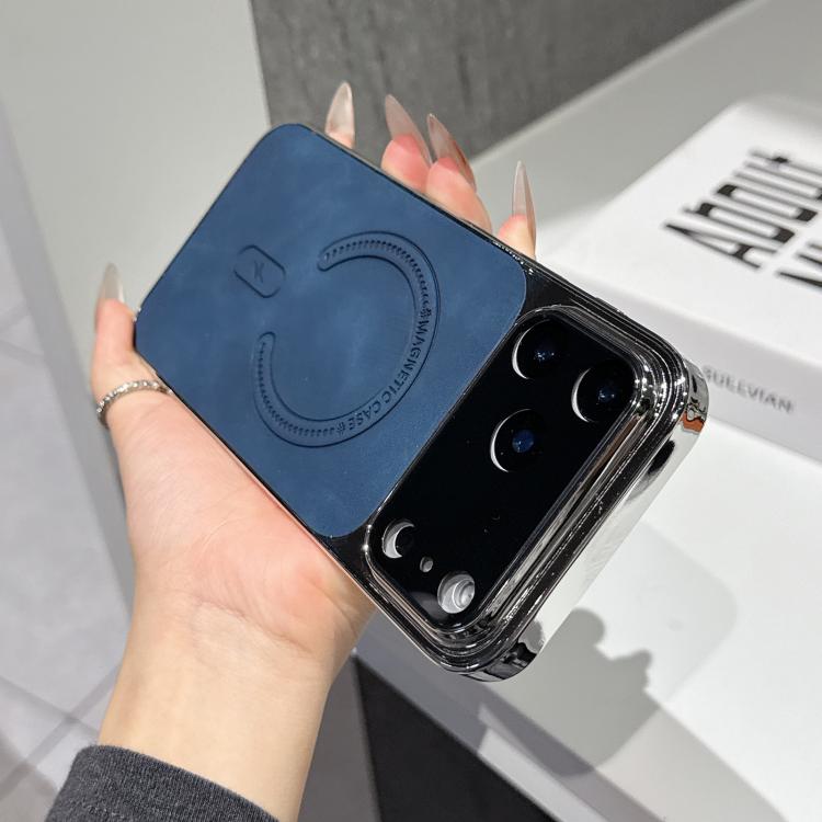 For iPhone 17 Pro Fine Hole Lambskin Magnetic Phone Case(Blue)