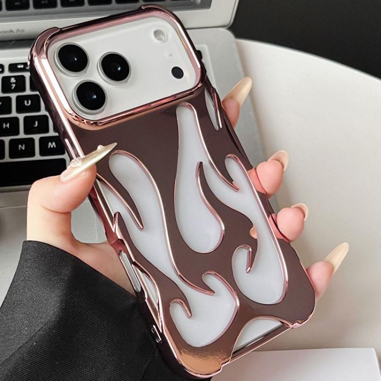 For iPhone 17 Pro Flame Hollow Cooling Electroplated TPU Phone Case(Pink)